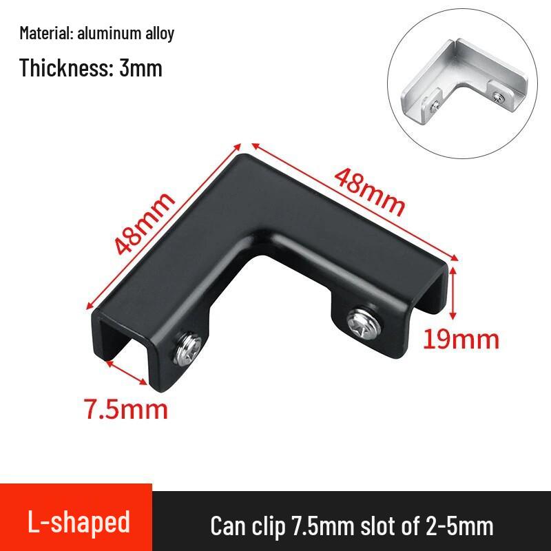 L-Shaped Right Angle Aluminum Kitchen Sink Clamp & Glass Shelf Clip