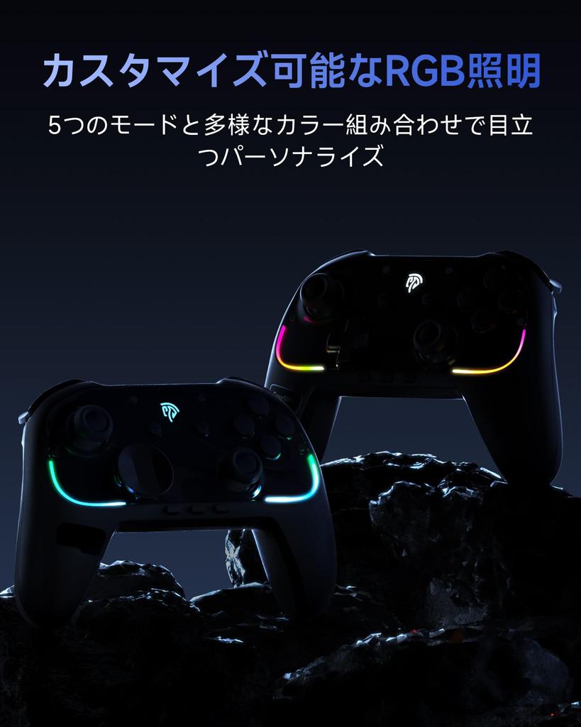 EasySMX S10 Switch 2 Compatible with Switch Magnetically HD TMR Joystick Game Controller with Back RGB Bluetooth Wireless Gyro Sensor and Controller,