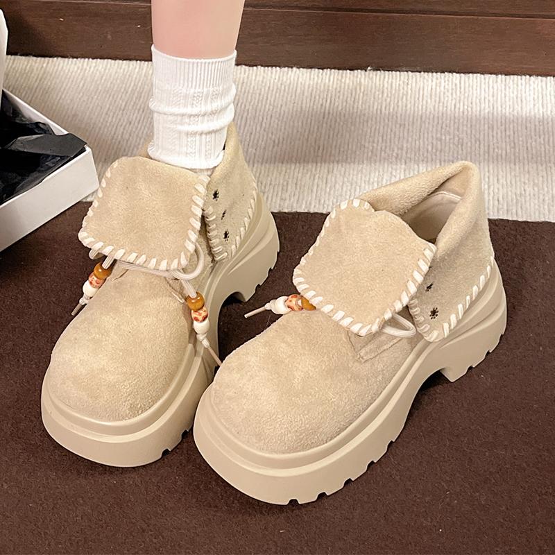 Fashion Flats Platform Women Ankle Boots Suede Dress Designer Shoes Casual Cozy Sport Boots 2025 Winter Fashion Chelsea Botas Para Mujer