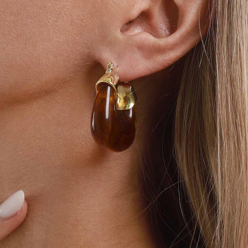 New Transparent Resin Maillard Retro Hong Kong Style Elegant Stud Earrings Minimalist All Match Ear Jewelry For Women