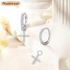 Naniwaai Ohrringe Damen März Geburtsstein Creolen Sway 2Way Blume Frau Silber Metallallergie-kompatibel Kreuz Erwachsene Accessoires Geschenk Geburtstag