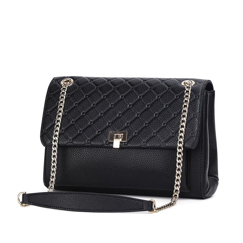 New Women'S Chain Single Shoulder Crossbody Bag Diamond Grid Car Thread Cowhide Material Premium Durable Quality