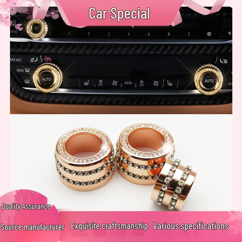 Baoma 5, 6, 7 Series Center Console Audio Knob Diamond Ring Decoration in Gold