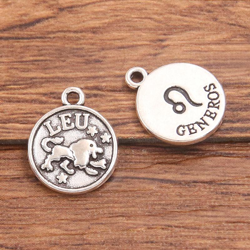 10 or 12pcs 12X15mm DIY retro alloy jewelry accessories 12 constellation pendant