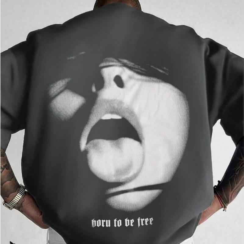 New Summer Men's Fashion T-shirt Sexy Lips Printed Men's T-shirt Top