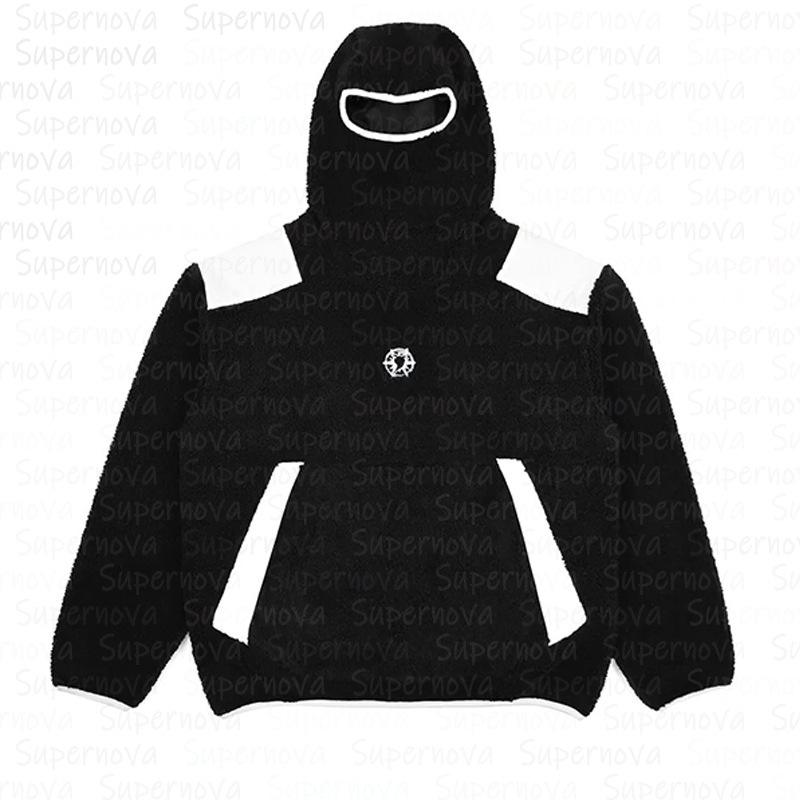 European and American men's solid color thick warm hooded loose hoodie