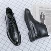 Fashion British Style Retro Brown Men's High Top Workwear Shoes Pointed Toe Brogue Shoes High-quality Men's Leather Business Shoes