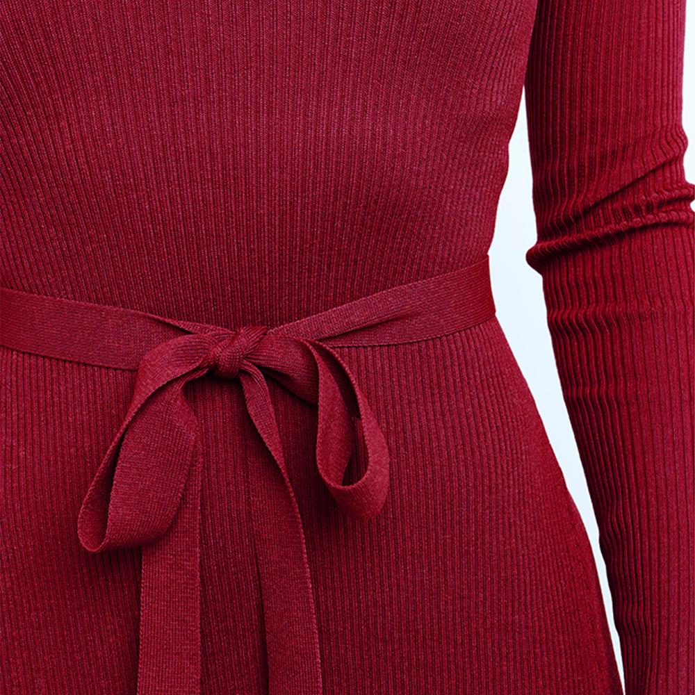 Women's Dress Autumn and Winter Fashion Slim Straps Long-sleeved Dress