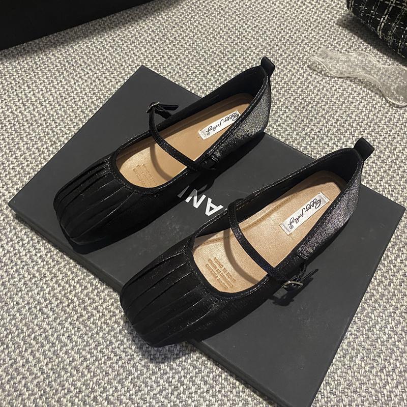 fashion 2024 Designer Women Mary Jane Shoes Fashion Ladies Square Toe Flats Shoes Soft Sole Flat Heel Dress Ballet Shoes
