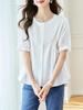 Asymmetrical Pleated Short-Sleeve Shirt - 2026 Summer Loose Round Neck Top