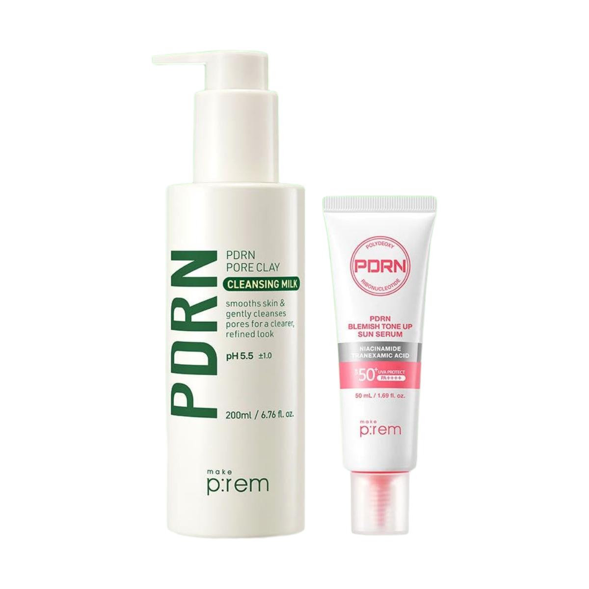 PDRN Glow Radiance Cleansing & Sun Care Duo (PDRN Pore Clay Cleansing Milk 200ml + PDRN Blemish Tone Sun Serum 50ml)
