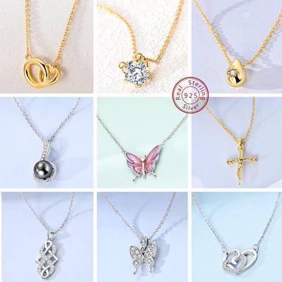 Colar Prata Ouro Simples Clássico Gota de Água Estrela Coração Borboleta Colar Para Mulher Casamento Joalheria Fina Presentes