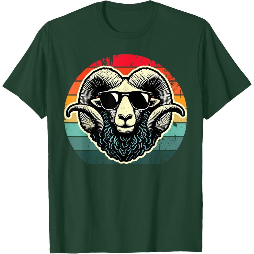 Retro Ram Head Graphic Tee Men Women Unisex Vintage Cool Animal T-Shirt