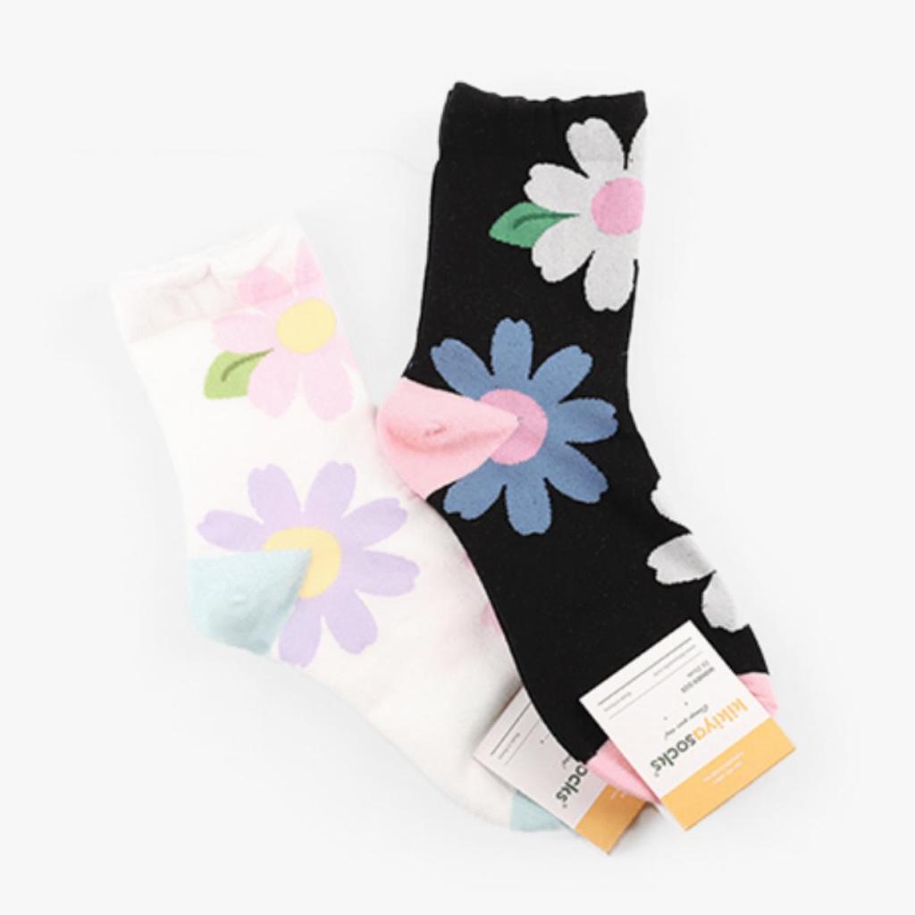 Women's Large Floral Mid-Calf Socks 3-Pair Set