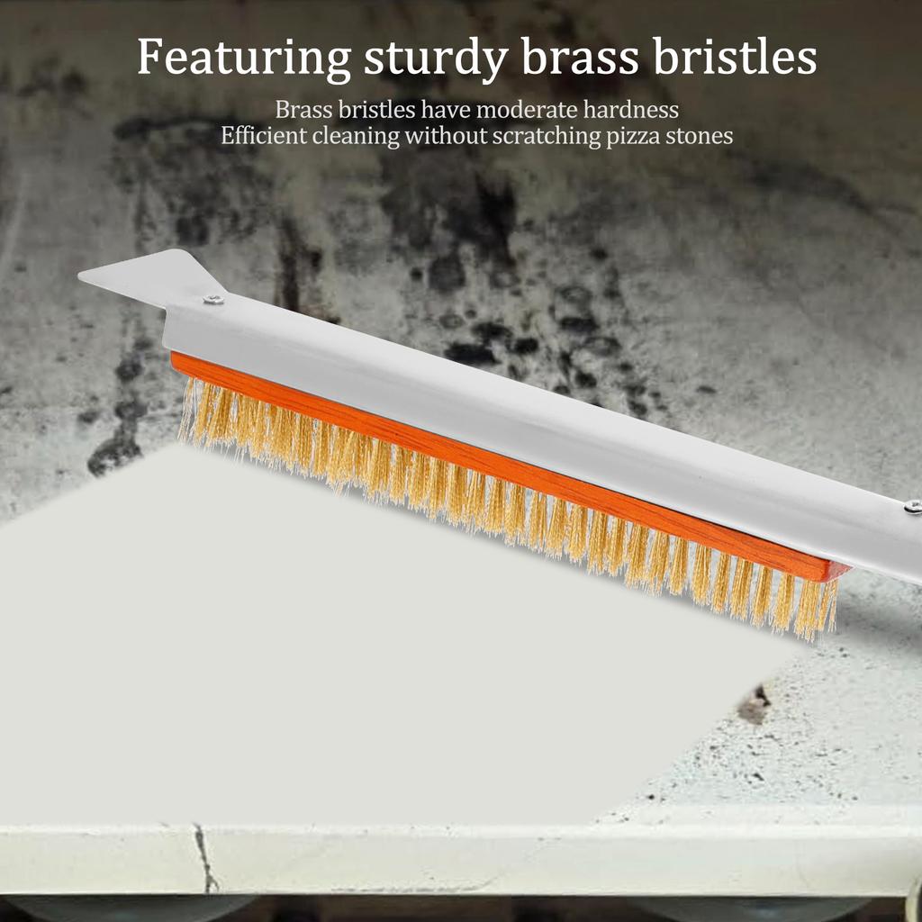 Pizza Oven Brush Kitchen Oven Brush Cleaner  with Stainless Steel Stone Scraper Efficient Pizza Stone Brushes Home Cleaning Tool