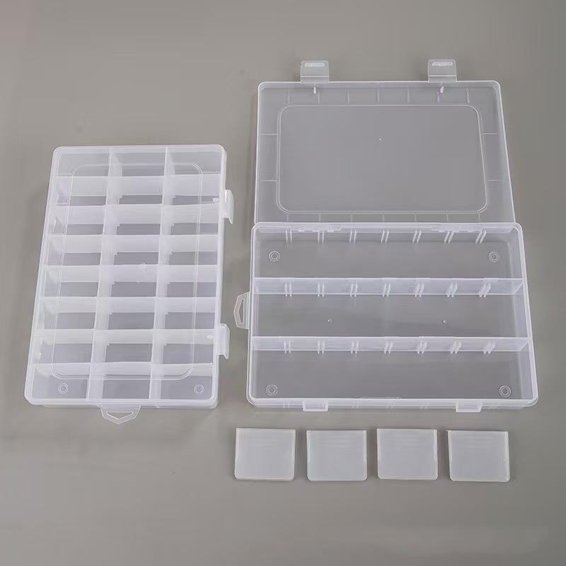 2Pcs/Transparent Plastic Storage Box with Multiple Compartments, Detachable Jewelry Accessories Storage Box