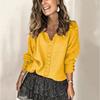 Autumn Winter New Style Lace V-neck Pullover European American Ladies Loose Solid Color Sweater for Women Jumpers