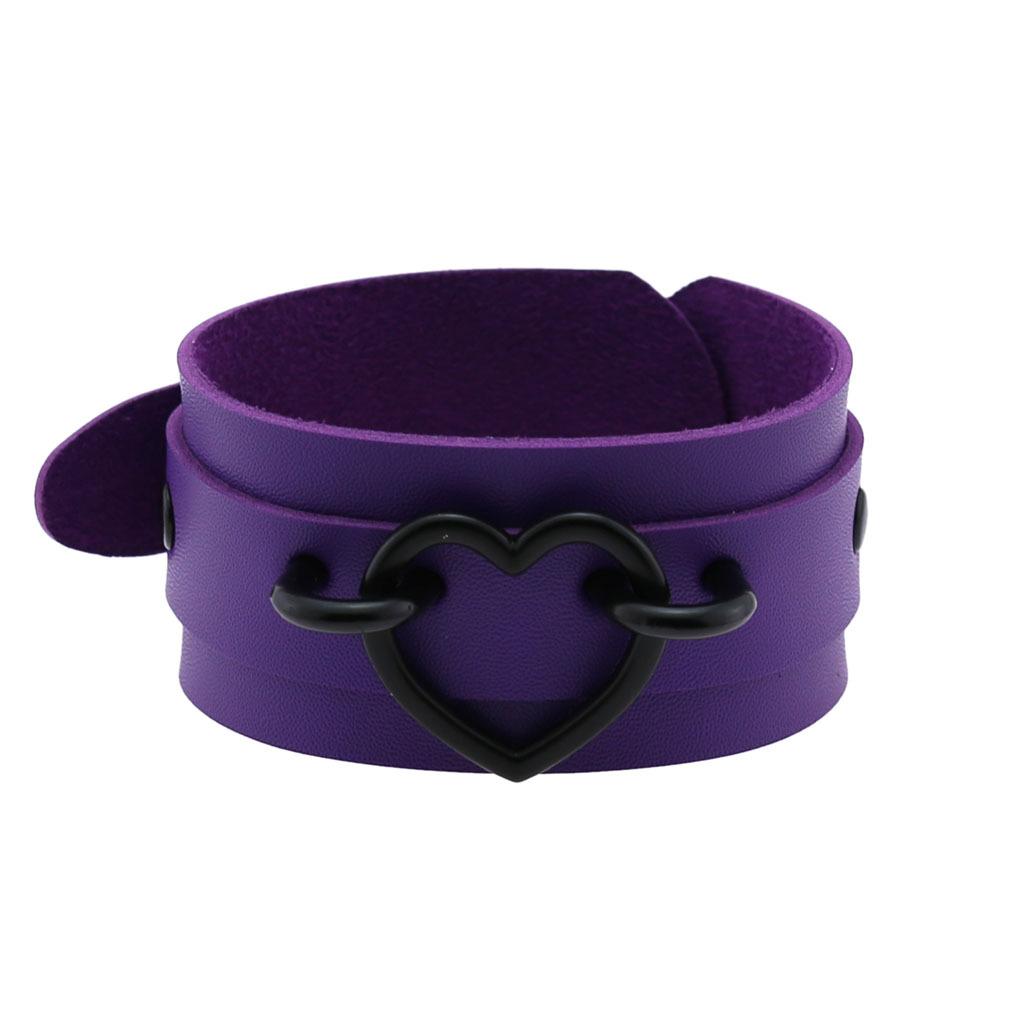 Purple Goth Bracelets For Women Punk Boho Emo Spike Rivets Pu Leather Charm Bracelet Cuff Bangles Festival Jewelry Party Gifts