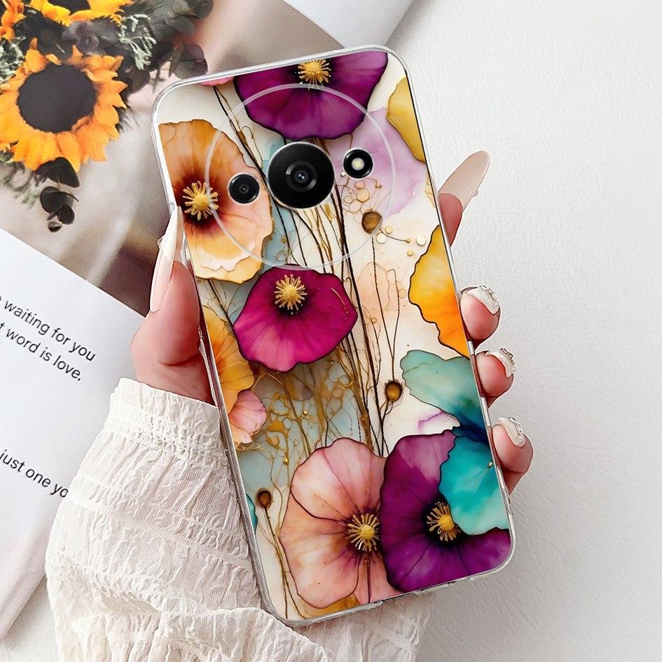 Hülle Für Xiaomi Redmi A3 A3x Handyhülle Neu Stylisch Blumenmädchen Muster Weiches Silikon Rückseite Funda Für Xiaomi Poco C61 C 61 Capa