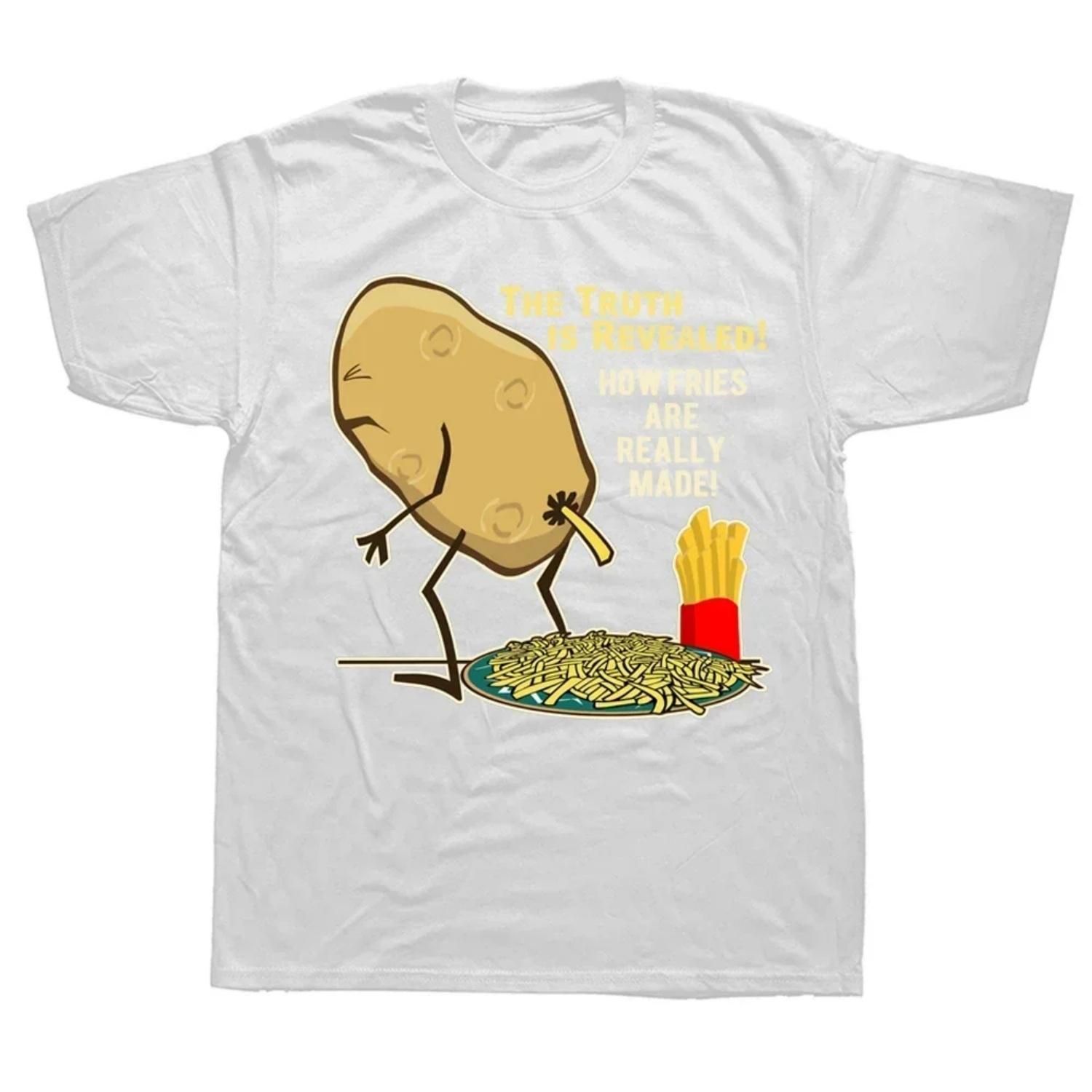 

Summer Style Graphic Cotton Streetwear Short Sleeve Birthday Gifts Potato Made Fries T-shirt Men Funny Fries Made T Shirts S чёрный