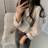 2023 Korean Style Women's Solid Color Long Sleeve T-shirt - Loose Fit, All-Match, for Spring & Autumn