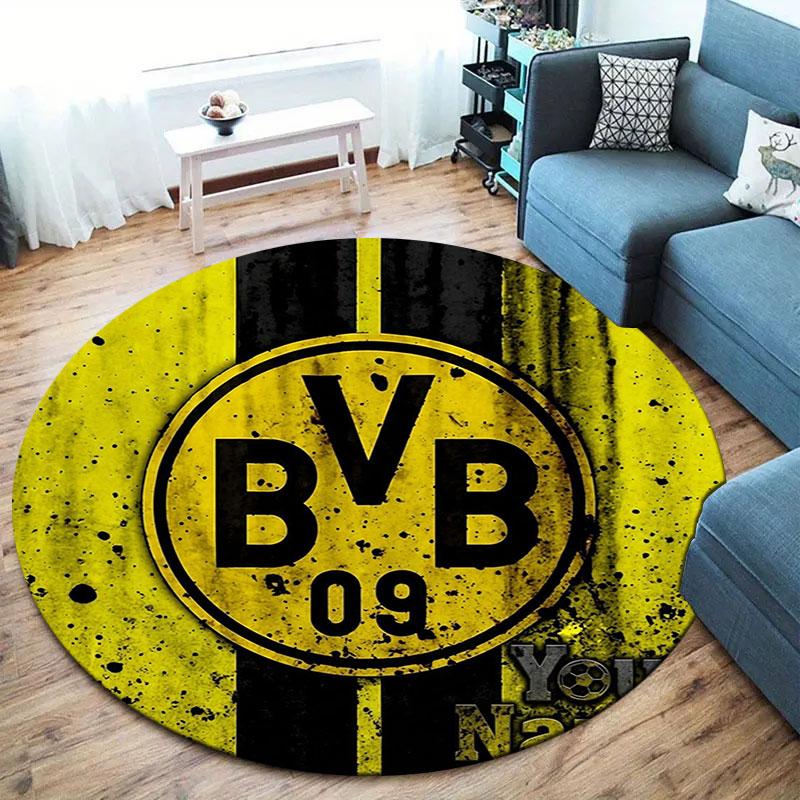 Borussia Custom Name Round Area Rug,Carpet Rug for Living Room Bedroom Sofa Playroom Decor,Non-slip Floor Mat