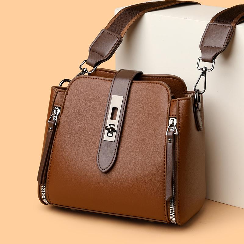 2025 Women's Fashion Bucket Bag: Soft Leather, Crossbody & Shoulder Strap