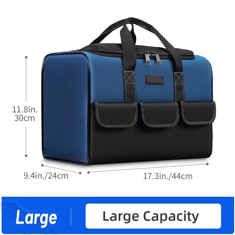 Mouth Heavy Duty Tool Bag with Reinforced Bottom Multi Compartment Storage Large Capacity Organizer for Construction Site Tools