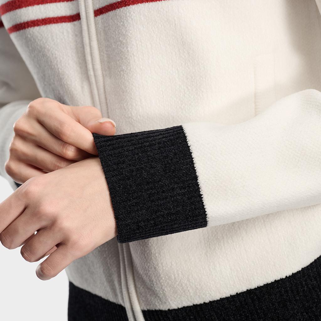 Fila Heritage Classic Fashion Simple Striped Trendy Comfortable Casual Versatile Warm Knitted Cardigan Sweater Women Outerwear F11W618404FWT