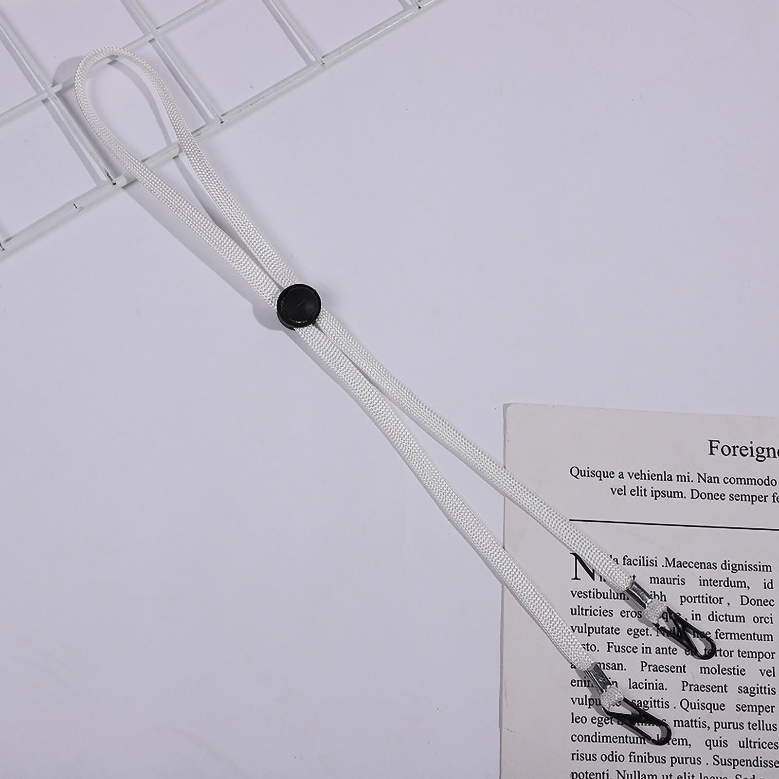 

Гибкий регулируемый ремешок для шляпы, съемный ветрозащитный шнурок для подбородка, ремешок с зажимами, предотвращающий потерю белый