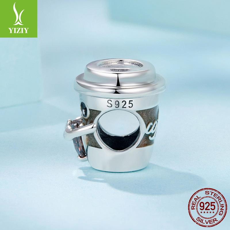 Creative Design Love Coffee Cup Beaded Accessories S925 Sterling Silver Cozy Life Diy Beads Loose Beads
