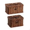 Tissue Box Cover Facial Dispenser Woven Napkin with Lid for Living Room
