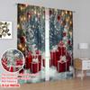 2pcs 2D flat printing Merry Christmas Scene Curtains winter wonderland Polyester Without Electricity Festive Wall Decor Use for