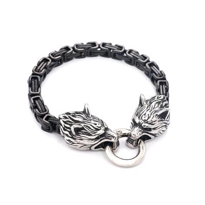 Stainless Steel Wolf Head Bracelet Pure Black Imperial Chain Bracelet Men Jewelry