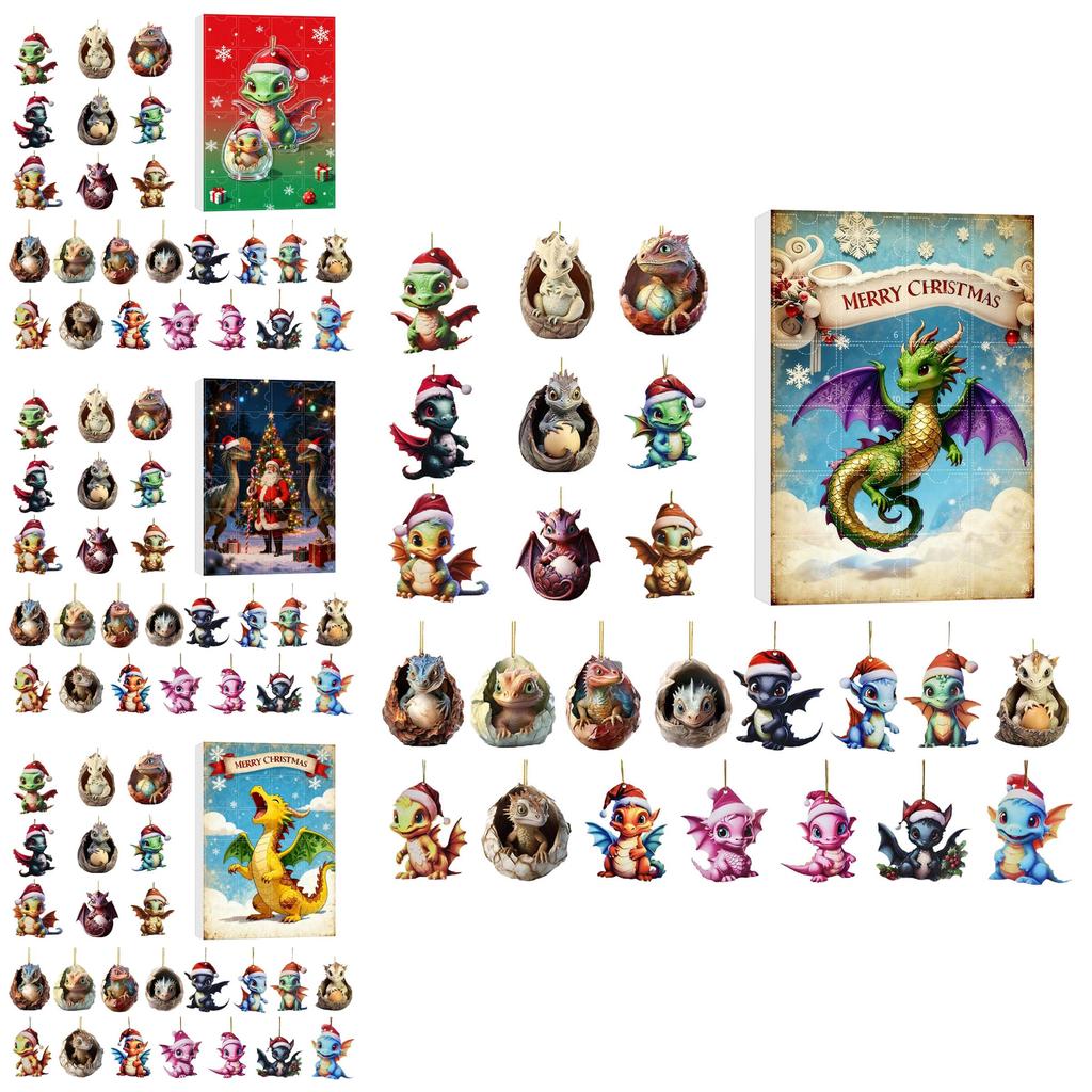 Christmas Dragon Holiday Decor Miniature Acrylic Advent Calendar Blind Box For Festive Gift Giving