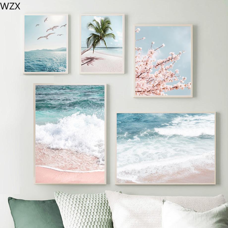 Morze Egejskie Santorini Plaża Muszla Kwiat Sztuka Ścienna Płótno Malowanie I Wydruki Obrazy Ścienne Do Wystroju Salonu Plakaty Nordyckie