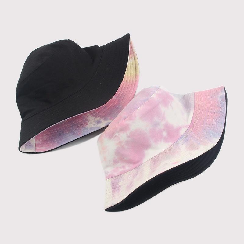 Fashion Summer Double-sided Hat Colorful Graffiti Fisherman Caps Dyeing Bucket Hats  Sunhats Girls LS