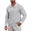 Autumn New Arrival Men's Waffle-Weave Collared Polo Shirt Casual Resort Long-Sleeved T-Shirt