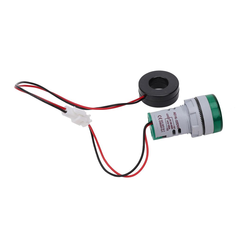 Round Digital Display AC Voltage Current 2 In 1 Integrated Signal Indication Light (Green)