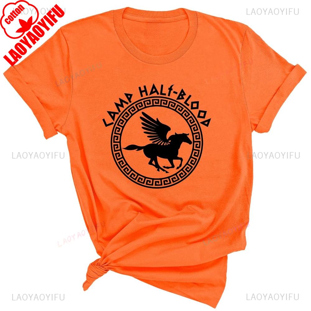 Vintage Camp Half Blood Greek Mythology Graphic T Shirts Woman Man Summer Cotton Tshirt Breathable Outdoors Streetwear Clothes