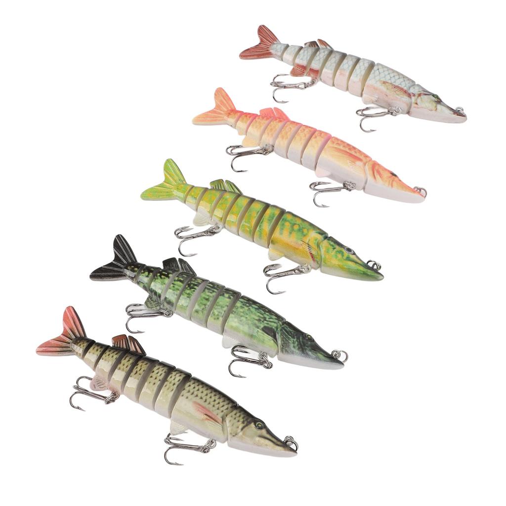 5Pcs Fishing Gears Lifelike Multi Jointed Hard Bait Swimbait Fishing Lures for Freshwater Saltwater Fishing