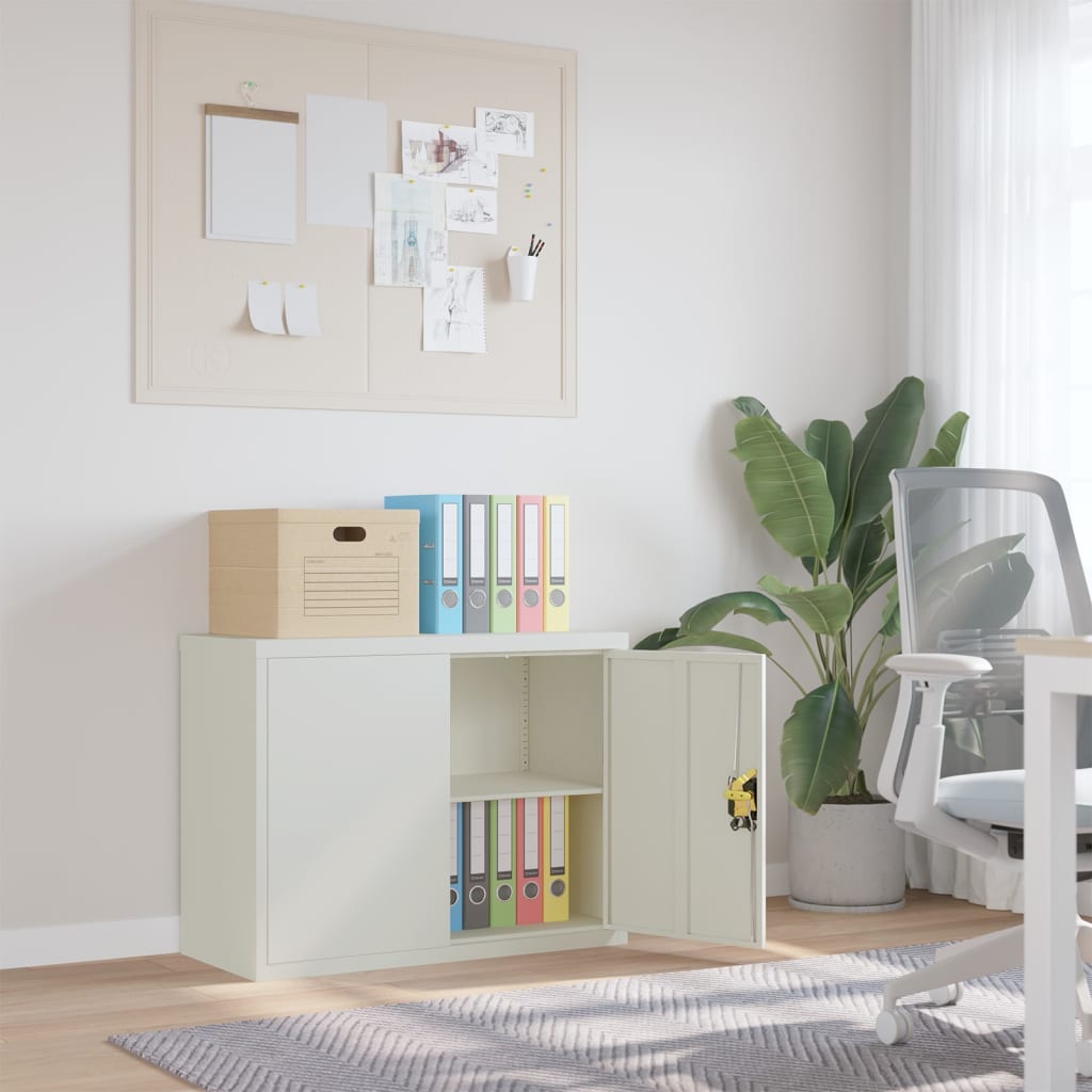 Filing Cabinet Light Grey 90 x 40 x 70 cm Steel