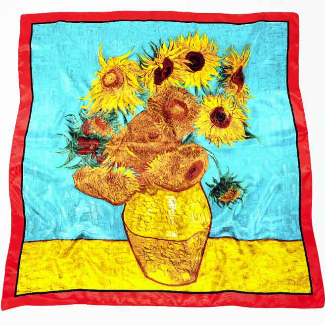 New Designs 90*90cm Square Silk Scarves Women Foulard Head Scarf Ladies Shawl Wrap Bandanna Female Chiffon Hijab Beach Scarf