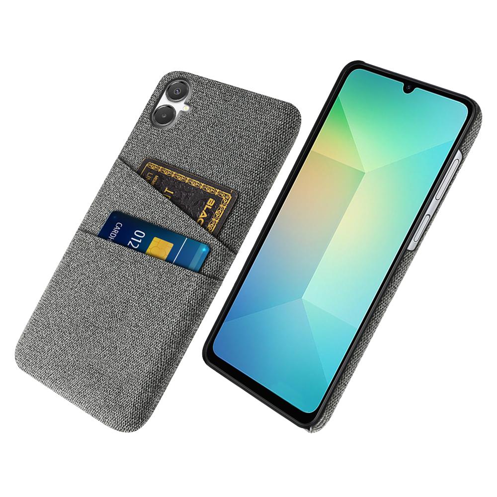 

For Samsung Galaxy A07 4G Case Cloth+Hard PC Phone Cover with Dual Card Slots Grey