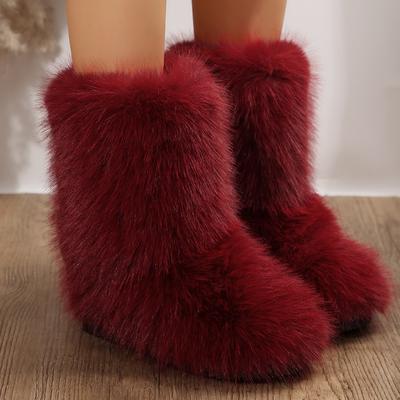 Fashion New Women's Winter Snow Boots Outdoor Luxury Furry Faux Fox Fur New Fashion Boots WomanPlush Warm Platform Shoes Bottes