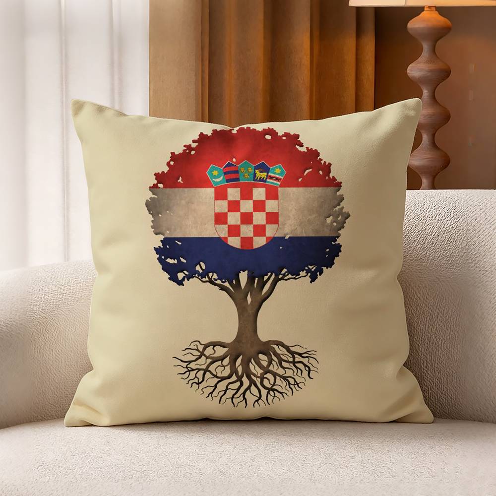 CCroatia FFlag Cotton Linen Square Pillow Covers Home Decor Gifts
