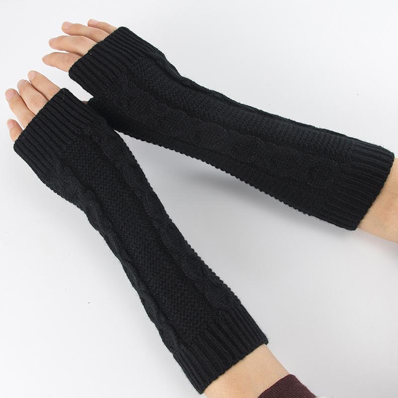 Fashion Autumn Winter Adult Children Bowknot Ball Socks Thick Fried Dough Twists Pattern Open Finger Knitted Wool Warm Arm Cover