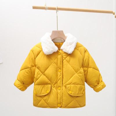 Unisex Kids' Fur Collar Cotton Padded Jacket - Warm Korean Style Outerwear for Toddlers