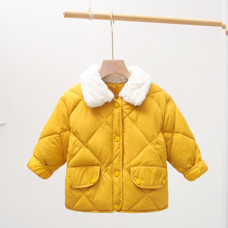 Unisex Kids' Fur Collar Cotton Padded Jacket - Warm Korean Style Outerwear for Toddlers