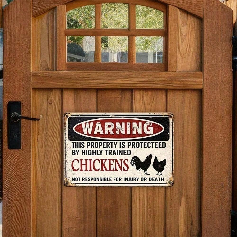 1PC Funny Chickens Tin Sign 8x12 Retro Farm Humor Metal Plaque for Coop Kitchen Wall Decor
